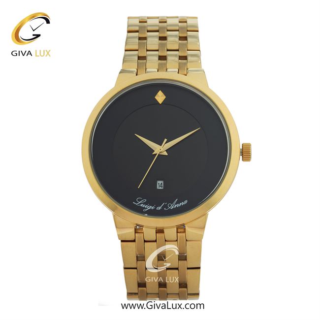 ساعت مچی اورجینال مردانه LdA | لوئیجی د آنا | Luigi d'Ana طلایی | طلایی| مشکی| کد رفرنس 2358